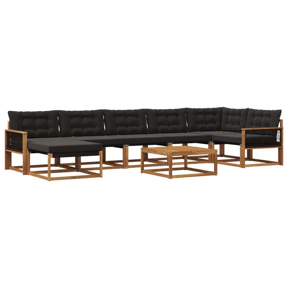 Ensemble de canapés d'extérieur 8 pcs naturel et noir