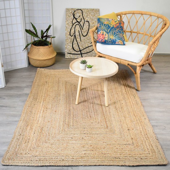 Tapis en jute 80x150 fait à la main sable nature