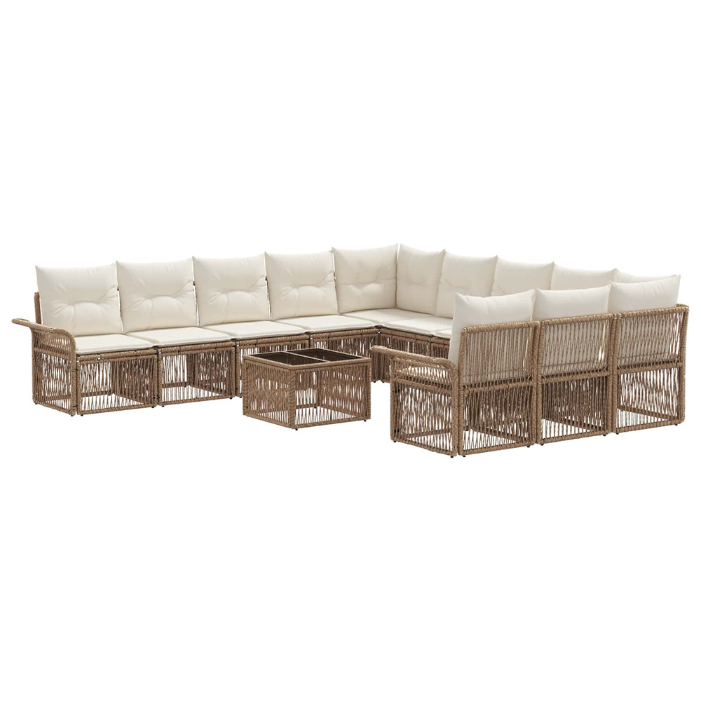 Ensemble de canapé de jardin 12 pcs beige polyrotin