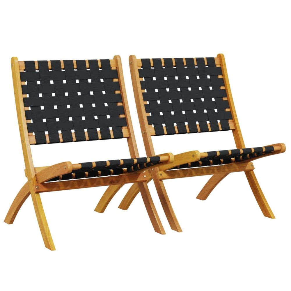 Chaises pliantes 2 pièces en bois massif d'acacia noir et tissu