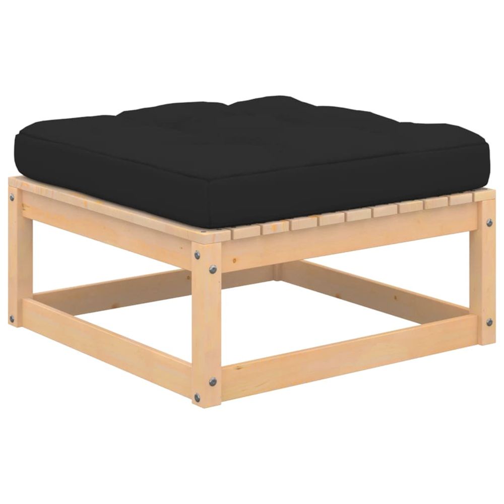 Repose-pied de jardin avec coussin pin massif
