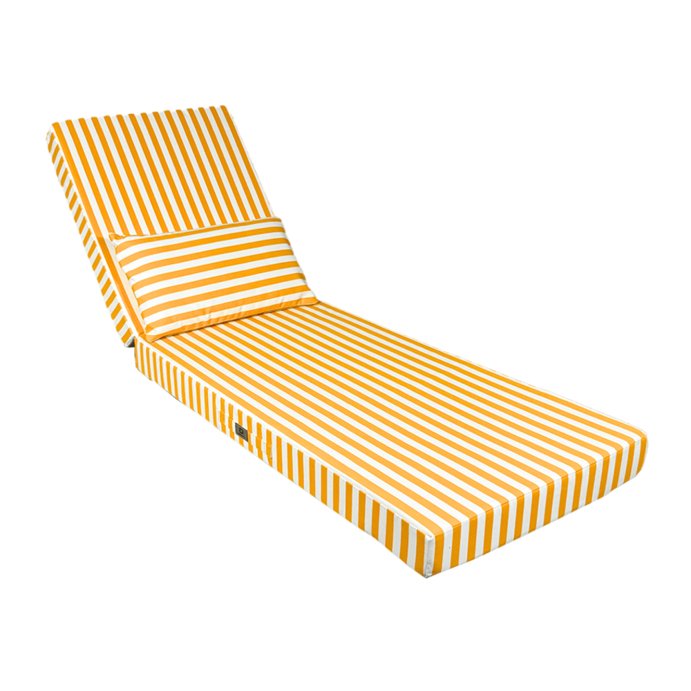 Coussin bain de soleil premium avec coussin - rayures jaunes