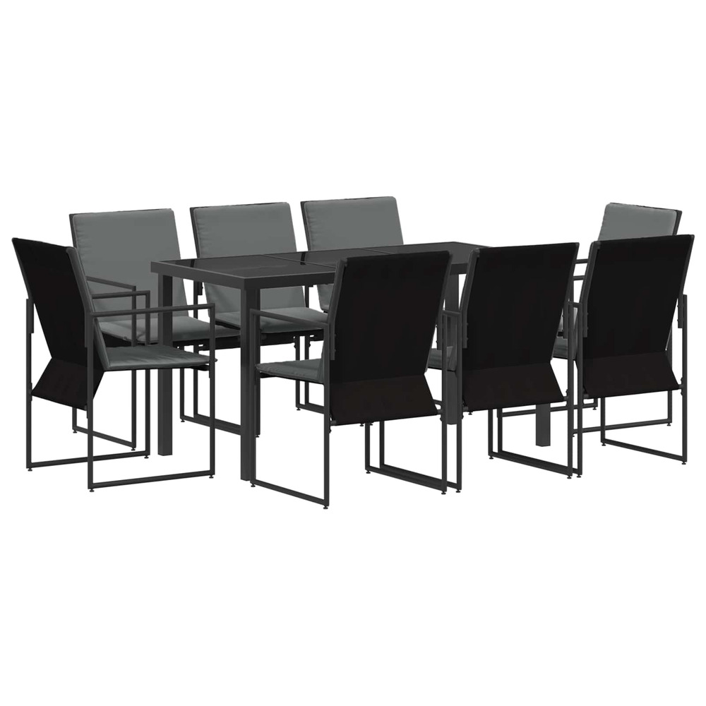 Ensemble de salle à manger pour jardin 9 pcs noir et anthracite