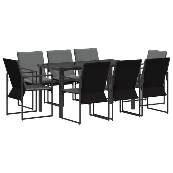 Ensemble de salle à manger pour jardin 9 pcs noir et anthracite