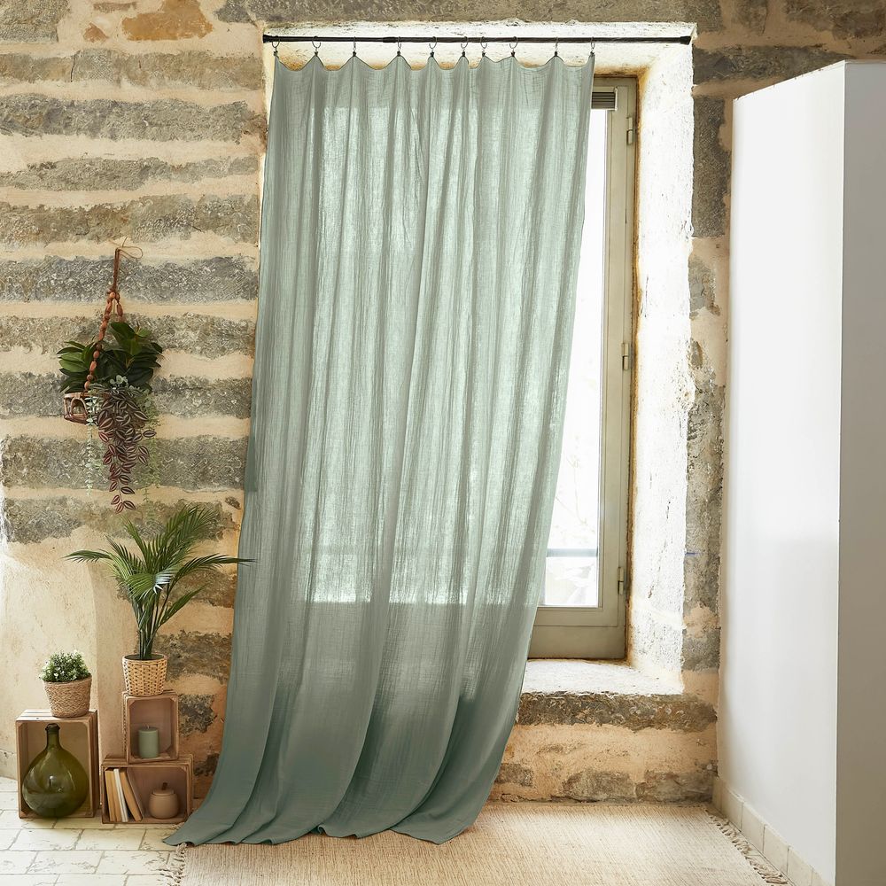 Rideau ajustable + 8 anneaux pince collection gaia