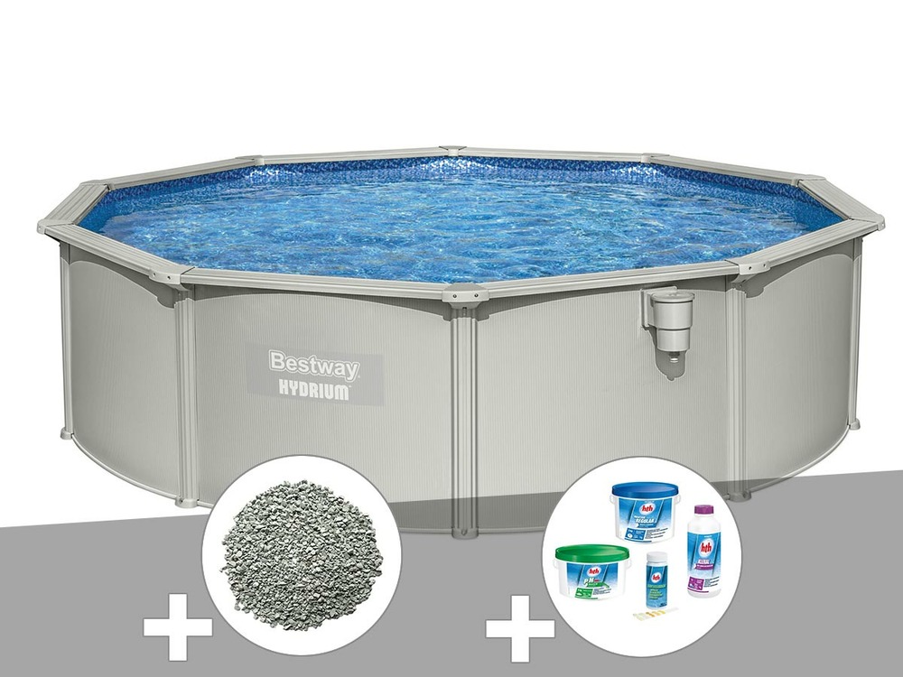 Kit piscine acier ronde hydrium 4,60 x 1,20 cm + 10 kg de zéolite + kit de trai