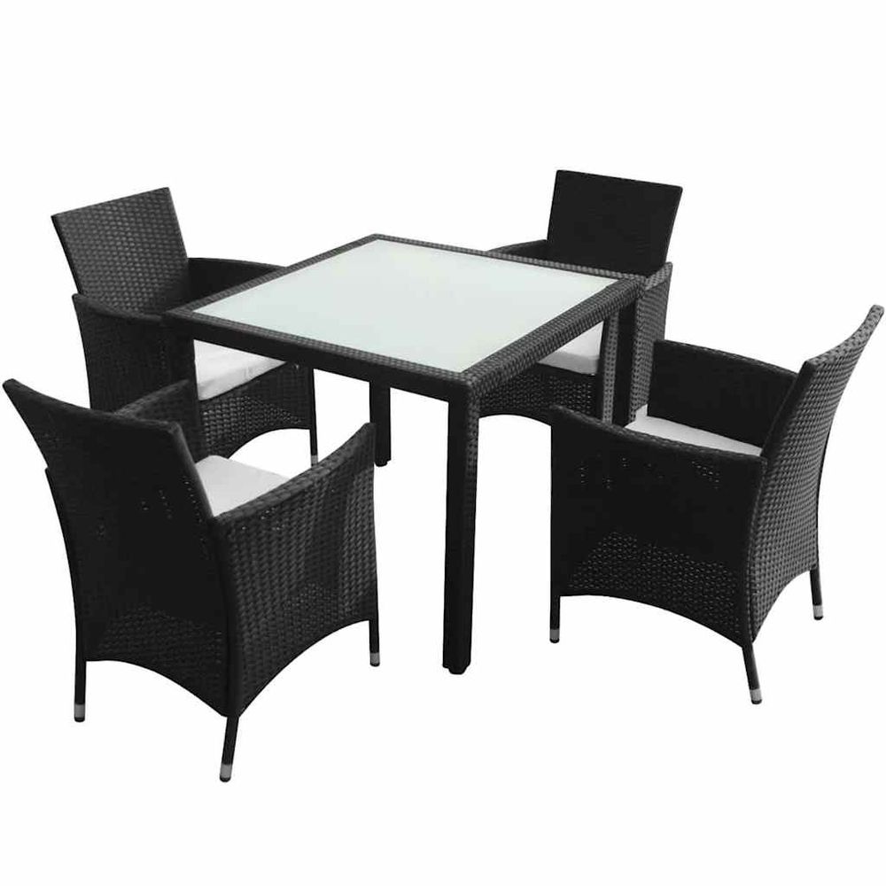 Ensemble à manger d'extérieur 5pcs avec coussins résine tressée