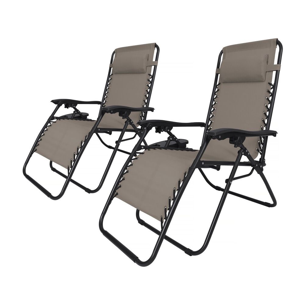 Lot de 2 fauteuils de jardin inclinable zéro gravité 
