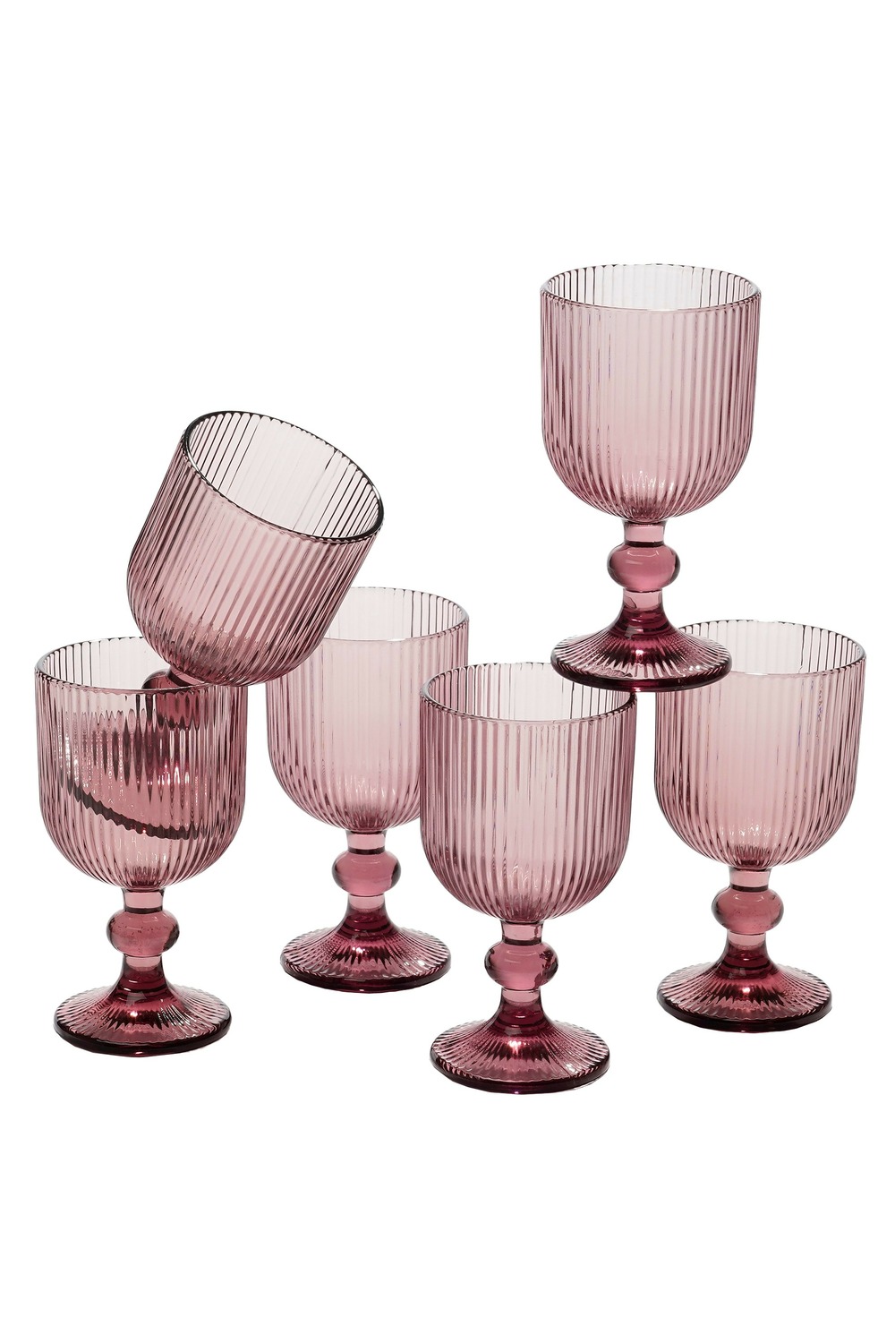 Mica decorations - lot de 6 verres à vin violet 250ml