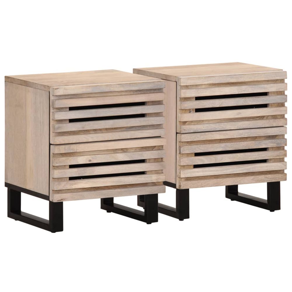 Tables de chevet 2 pcs 40x34x46 cm bois manguier massif blanchi