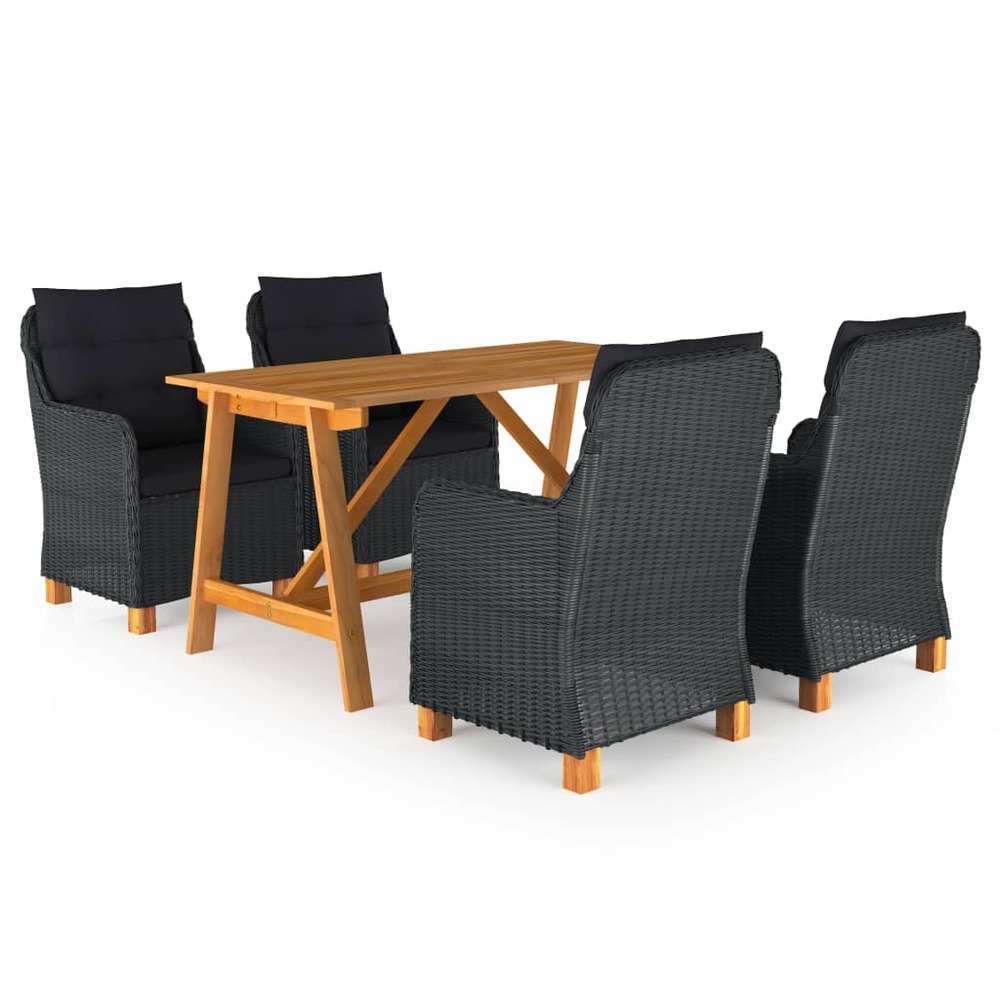 Ensemble de salle à manger de jardin meuble extérieur 5 pièces gris foncé