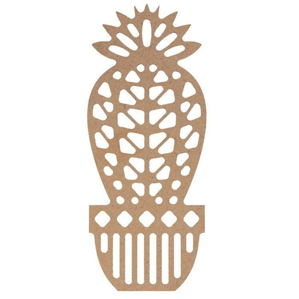 Silhouette en bois mdf origami - cactus boule 15 cm