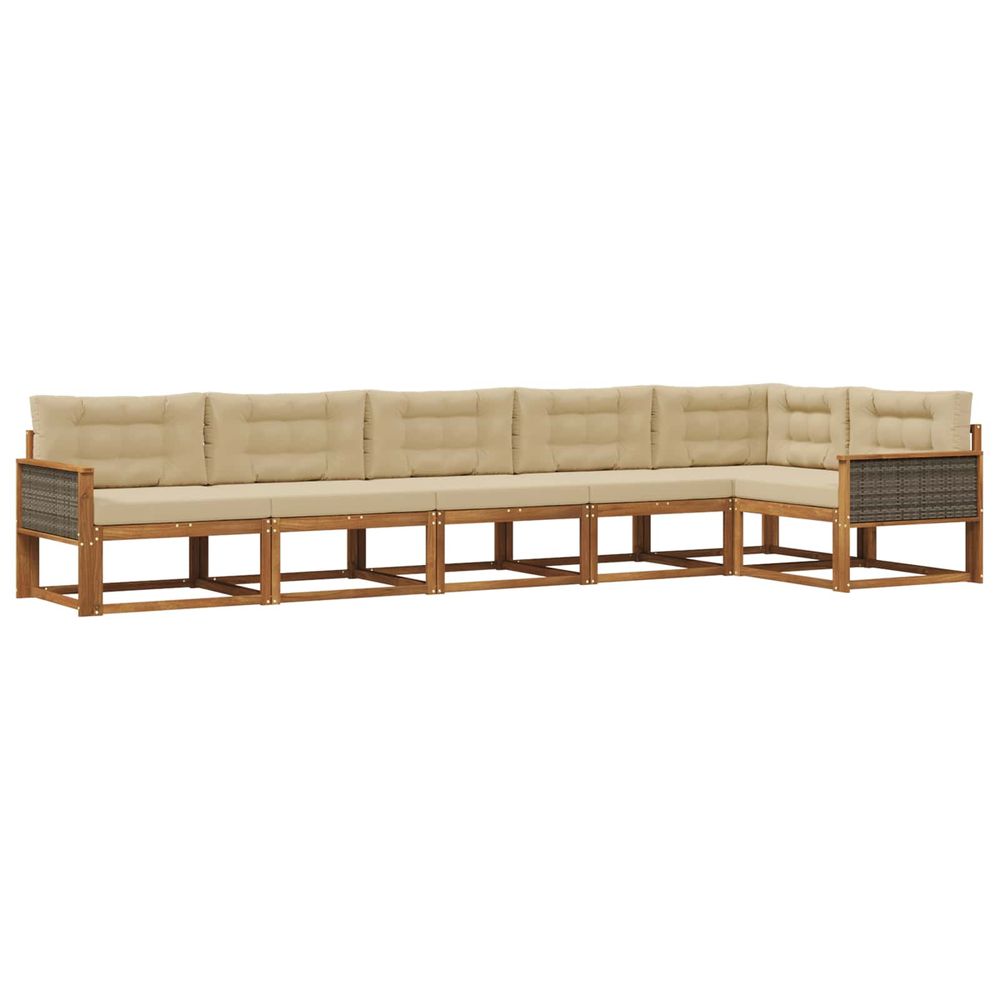 Ensemble de canapés d'extérieur 6 pc naturel et beige