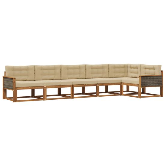 Ensemble de canapés d'extérieur 6 pc naturel et beige