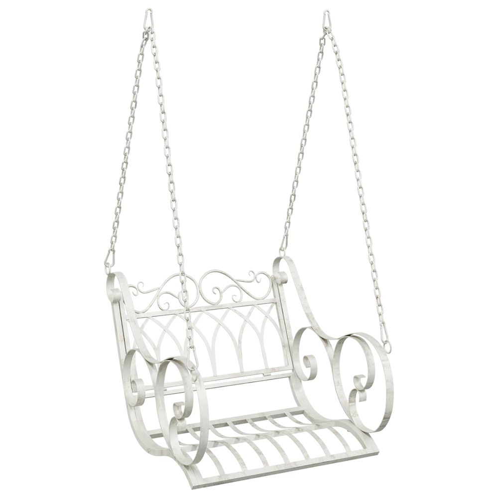 Banc balançoire acier 71 x 75 x 59 cm blanc antique