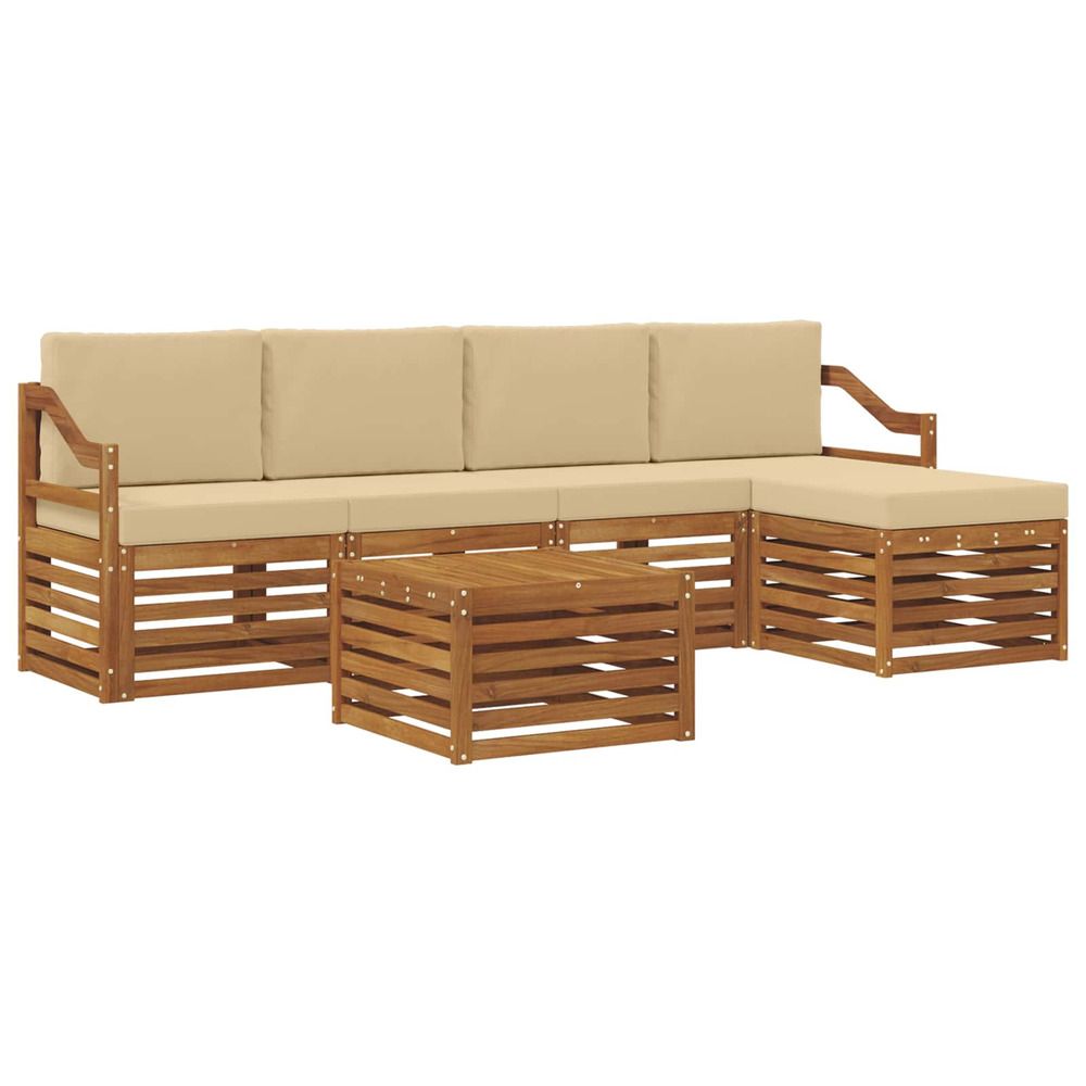 Ensemble de canapés d'extérieur 6 pc naturel et beige