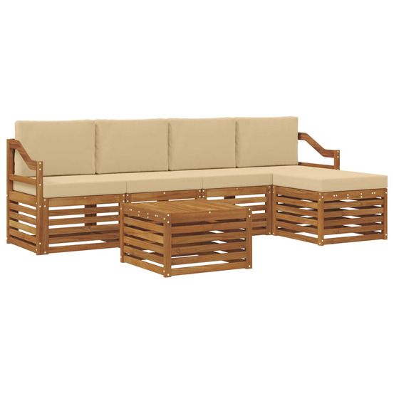 Ensemble de canapés d'extérieur 6 pc naturel et beige