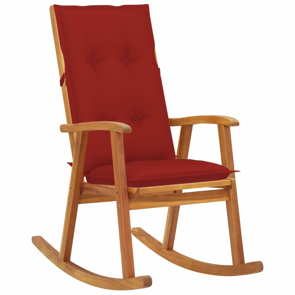 Chaise à bascule avec coussins bois d'acacia massif