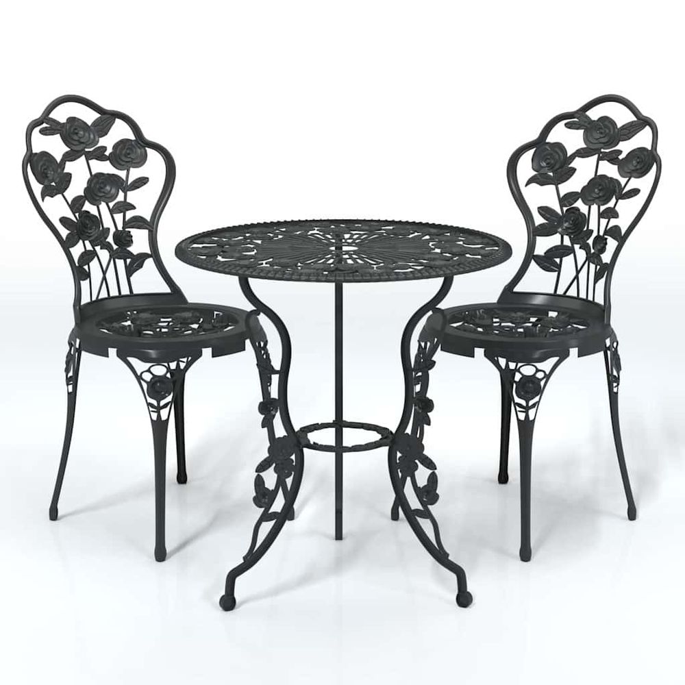 Ensemble de bistro 3 pcs aluminium coulé noir