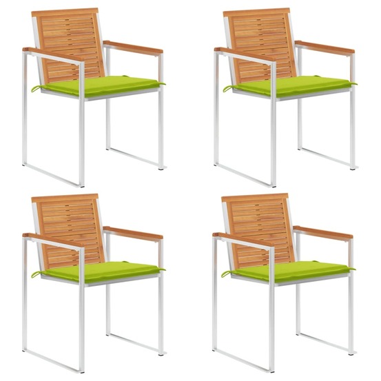 Chaises de jardin lot de 4 avec coussins bois d'acacia massif