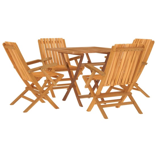 Ensemble à dîner salon de jardin meuble d'extérieur 5 pièces bois de teck massif