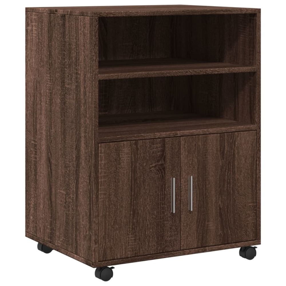Armoire à roulettes chêne marron 60x48x81 cm bois d'ingénierie