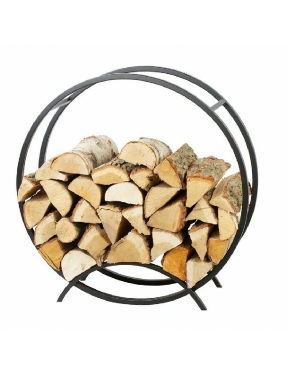 Rack à bûches rond niri en acier noir avec pieds ø 80 cm