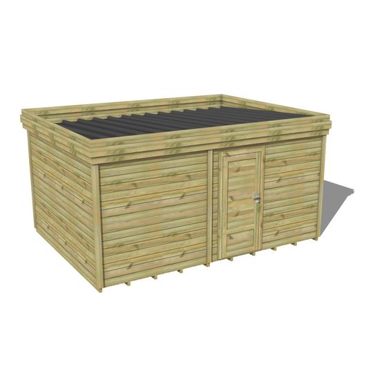 Abri de jardin bois pin traité autoclave 27mm - 4,195x3,44m / 14m2 - bac acier - plancher bois