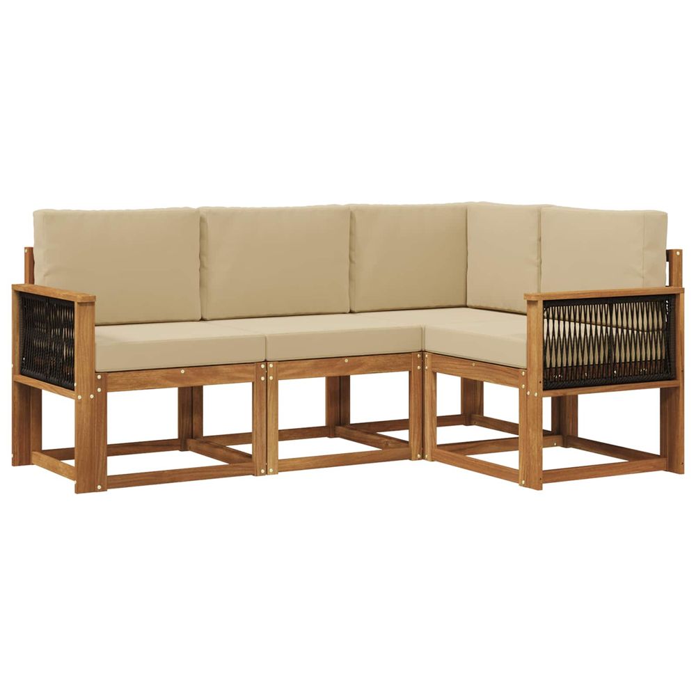 Ensemble de canapés d'extérieur 4 pc naturel et beige polyester