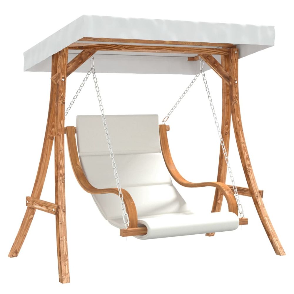 Chaise balançoire avec coussin et auvent bois massif d'épicéa