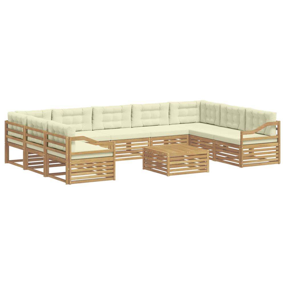 Ensemble de canapés d'extérieur 10 pc blanc et crème polyester