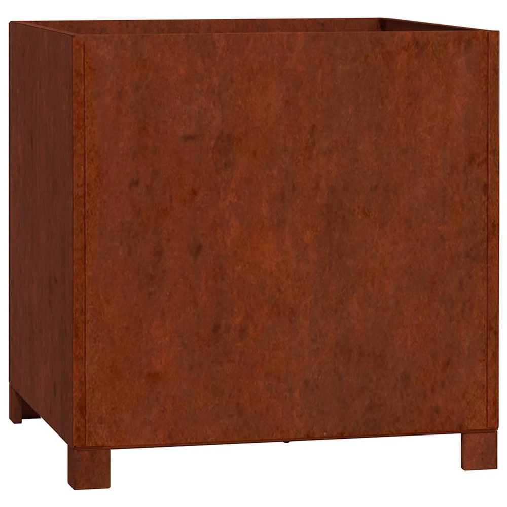 Jardinière d'extérieur avec pieds rouillé 50x50x50 cm acier corten