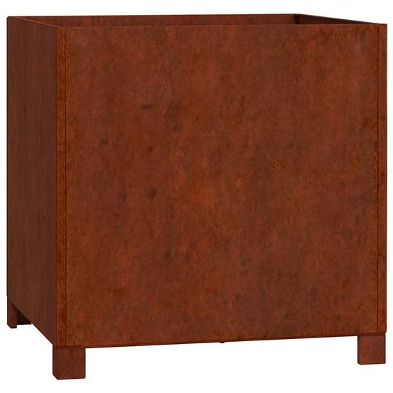 Jardinière d'extérieur avec pieds rouillé 50x50x50 cm acier corten
