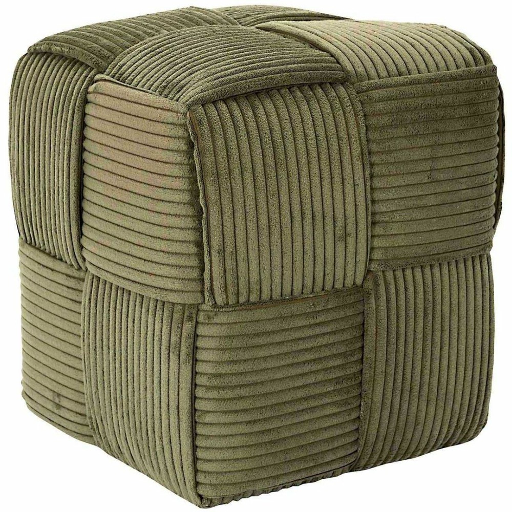 Pouf en tissu côtelé tressé scott vert