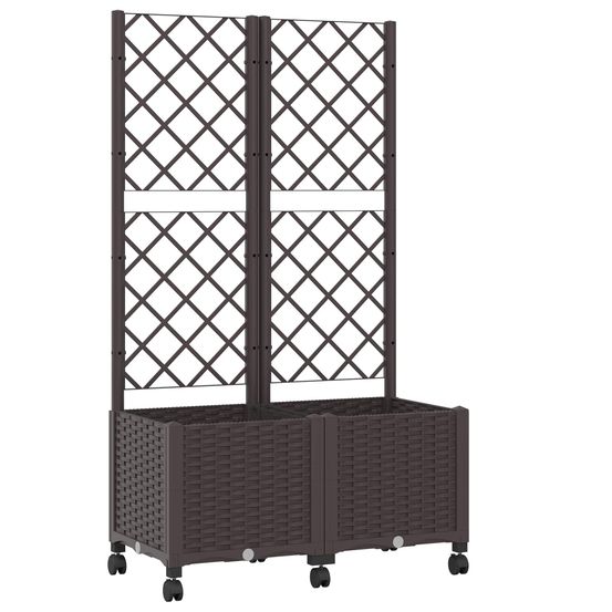 Bac de jardin avec treillis et roues marron 80 x 40 x 146 cm pp