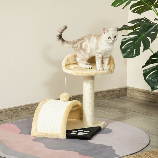 Arbre à chat griffoir sisal peluche pont jeu repos chaton 46cm beige - comfortxl pet living