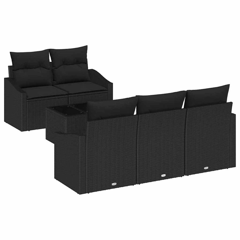 Ensemble de canapés 6 pc noir polyrotin