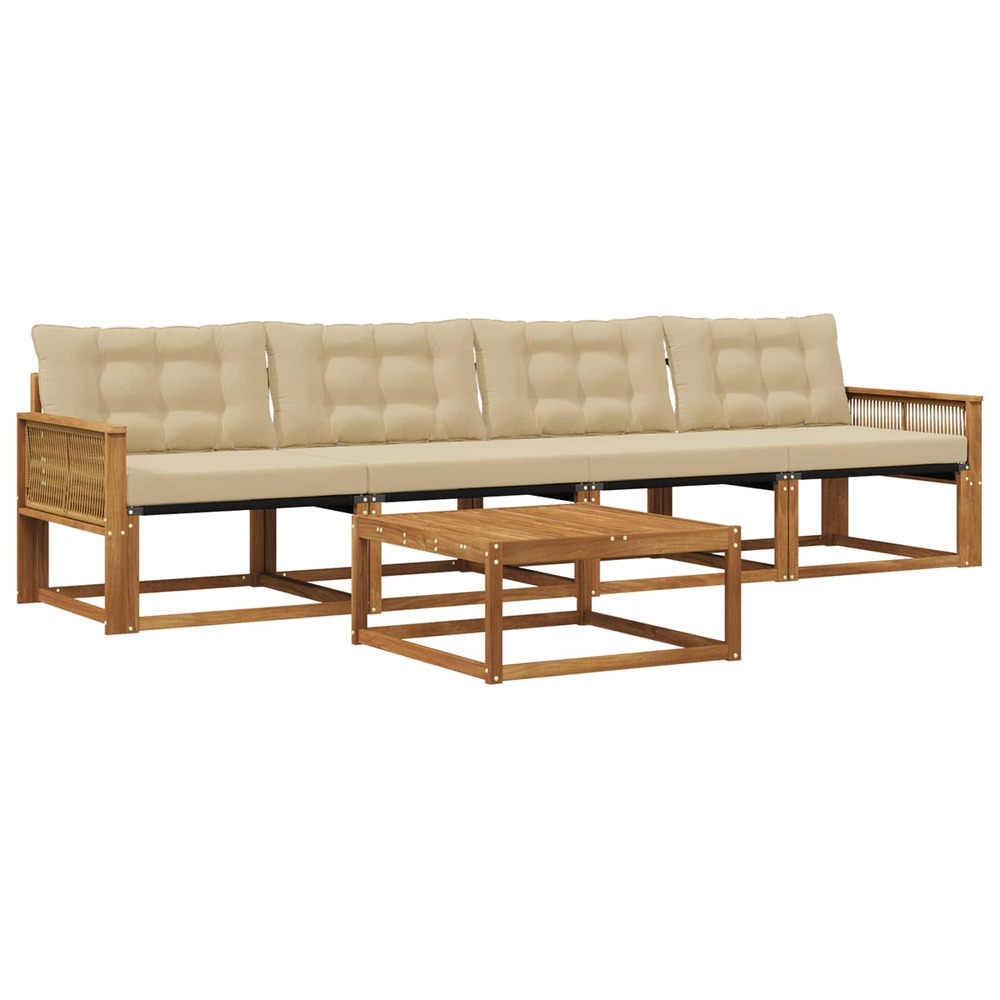 Ensemble de canapés d'extérieur 5 pcs naturel et beige