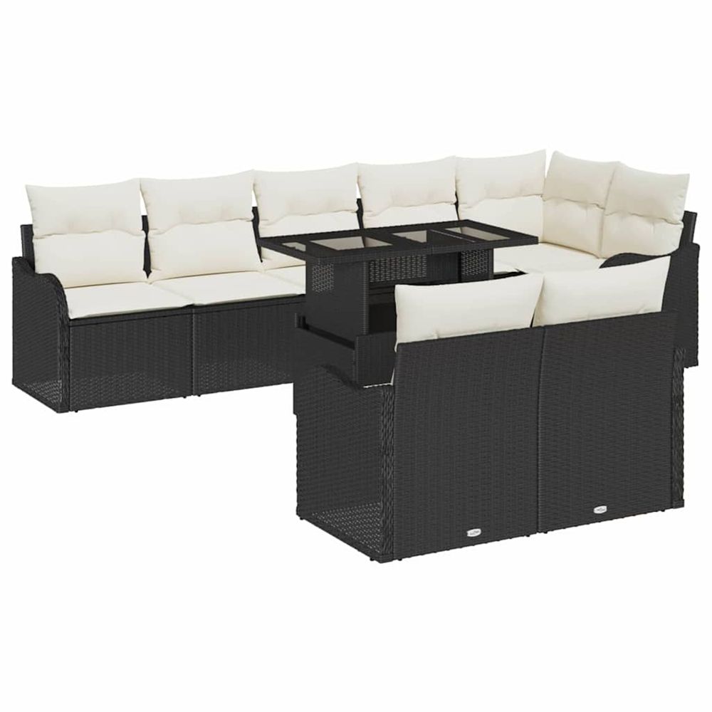 Ensemble de canapé de jardin 9 pc noir poly rattan