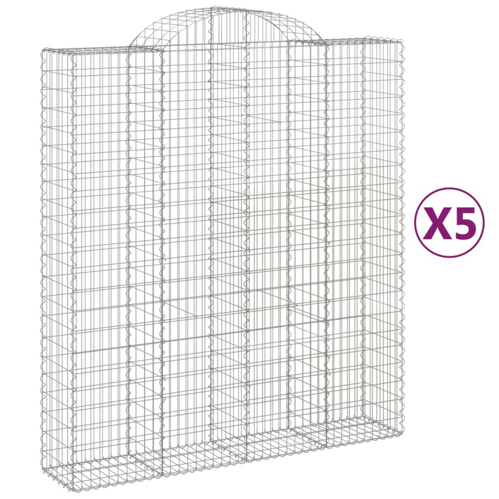 Paniers à gabions arqués 5 pcs 200x50x220/240 cm fer galvanisé