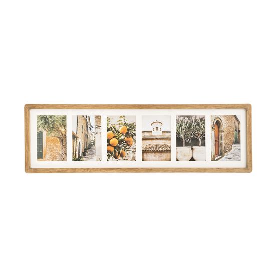 Pêle-mêle multivues 6 photos en bois de manguier 70 x 21 cm