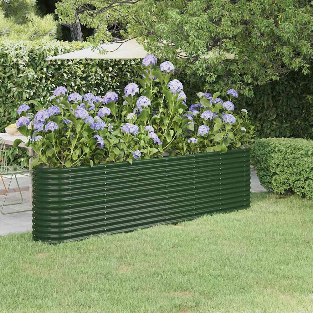 Carré potager surélevé acier galvanisé pour jardin terrasse vert 260x40x68 cm