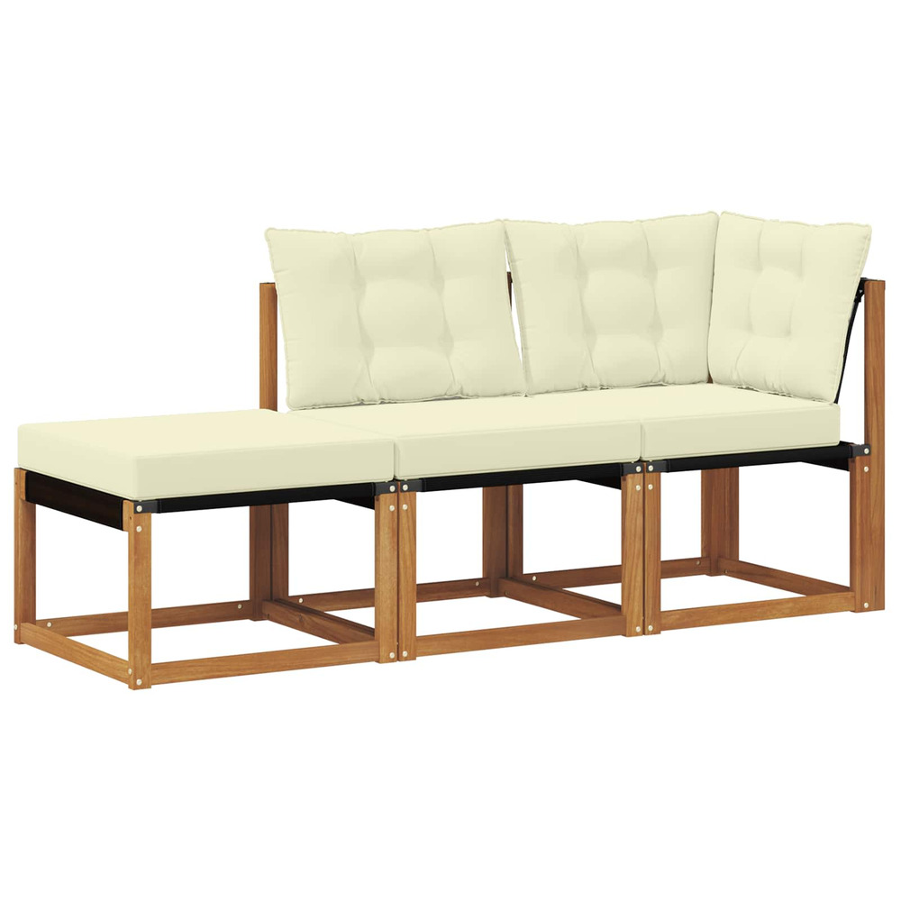 Canapés modulaires d'extérieur 3 pièce naturel et crème