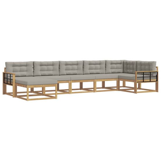 Ensemble de canapés d'extérieur 7 pc blanc et gris clair