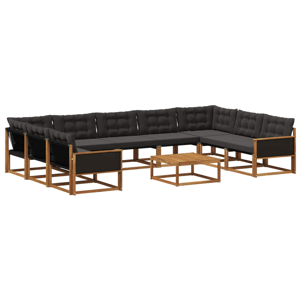 Ensemble de canapés d'extérieur 10 pcs naturel et noir