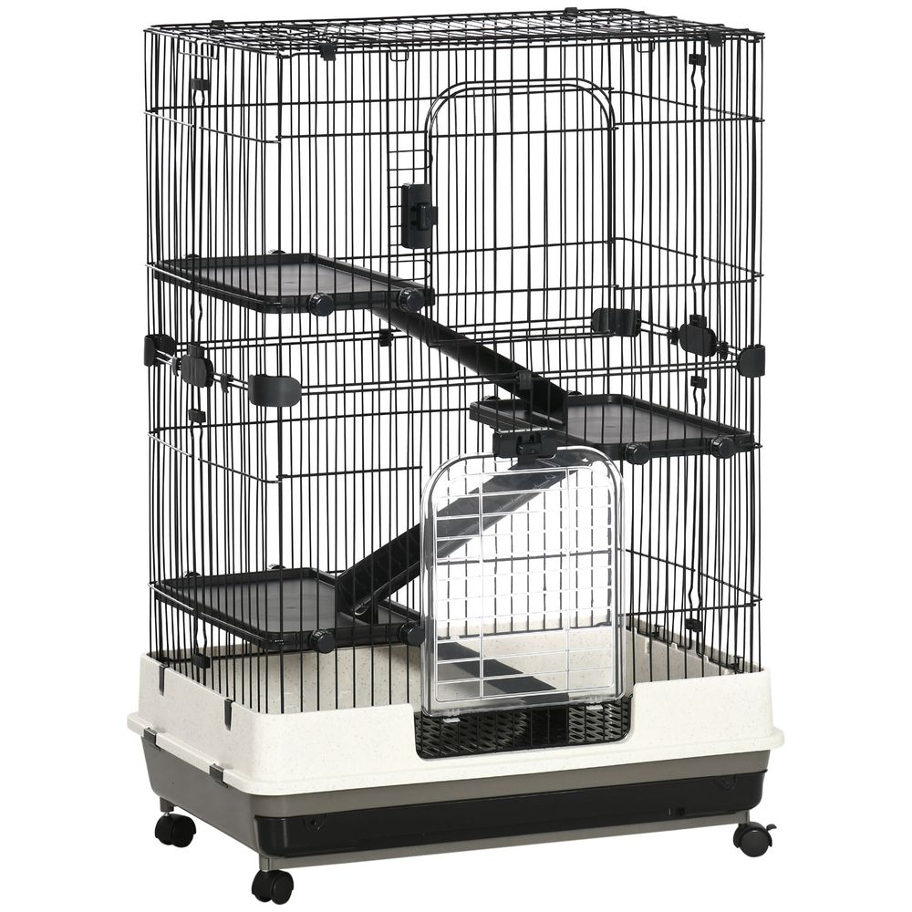 Grande cage en métal pour furets et chinchillas sur roulettes 81x52x114cm noir