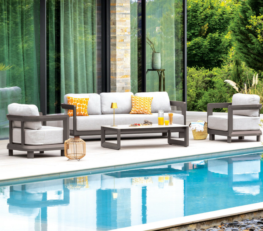 Salon de jardin en aluminium - 5 places - anthracite - alicante