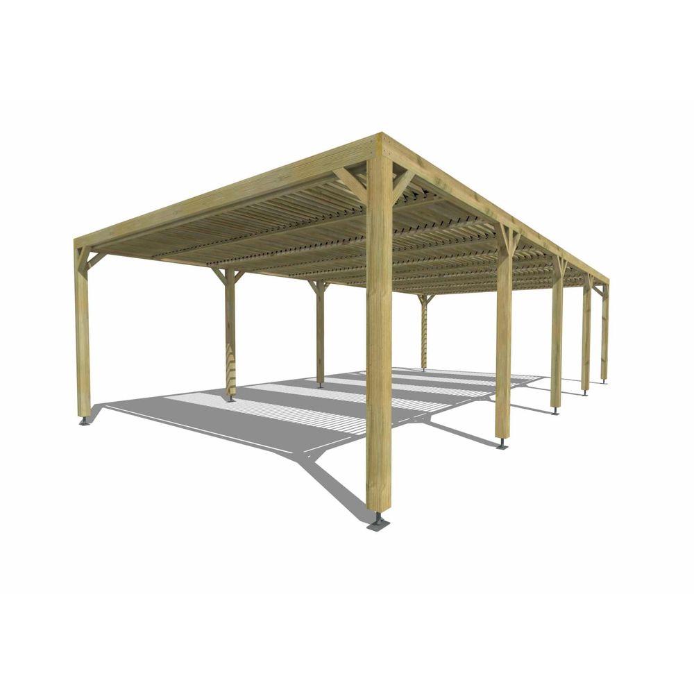 Pergola bois • 10m x 5m • indépendante • sens profondeur • lames orientables bioclimatiques incluses • livraison comprise