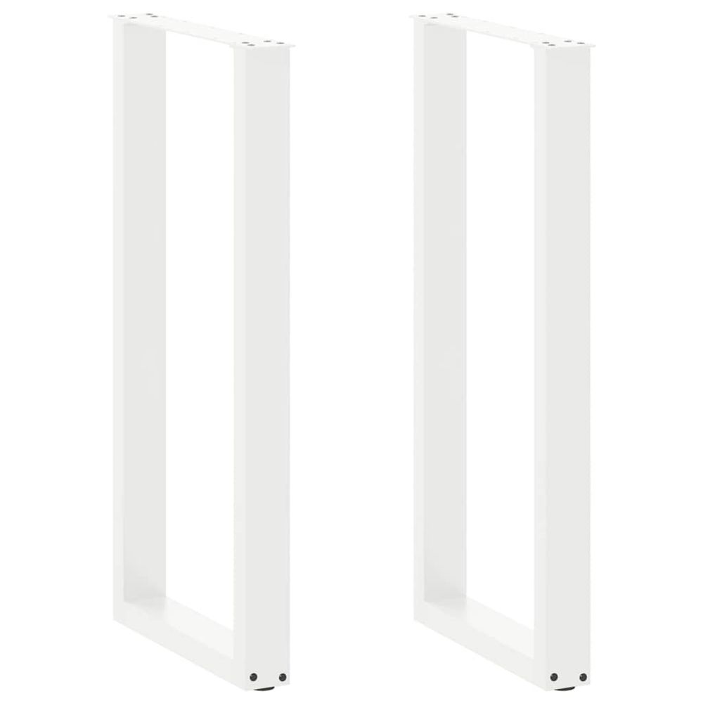 Pieds de table de bar en u, 2 pièces, blanc, 50 x (100-101) cm, acier