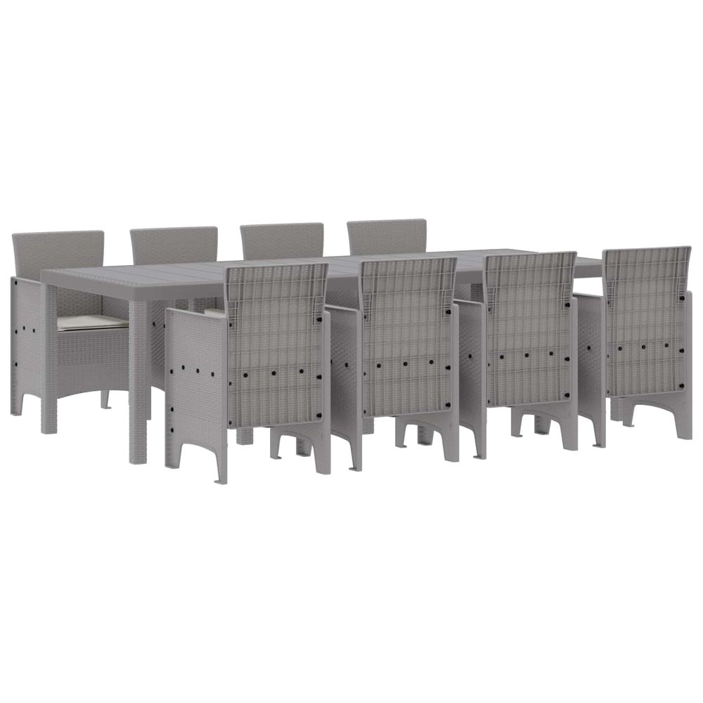 Ensemble de salle à manger pour jardin 9 pc gris clair